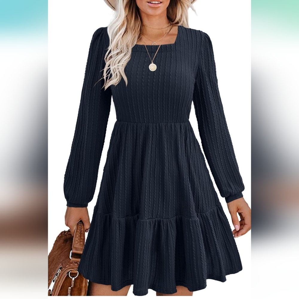 BIUBIU Women's Casual Knit Sweater Dress Navy blue